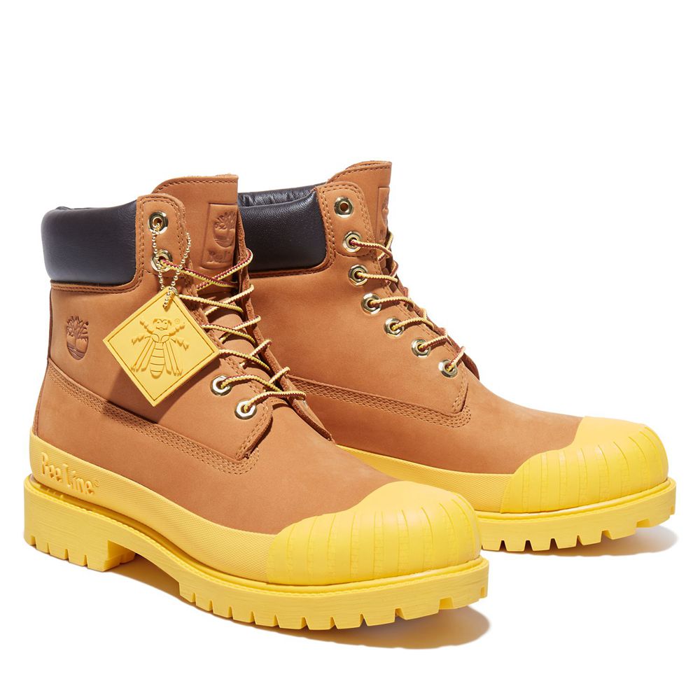 Bototos Timberland Hombre 6-Inch Bee Line X Waterproof Rubber Toe Marrones/Amarillo - Chile QHP-6128